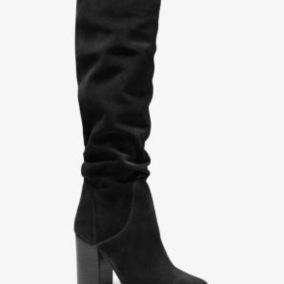 NIB Michael Kors Suede Leigh Black Boots 10 - Picture 3 of 10
